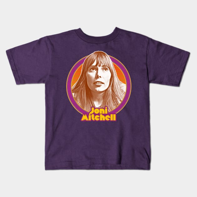 Joni Mitchell  /// Retro 1970s Style Fan Art Design Kids T-Shirt by DankFutura